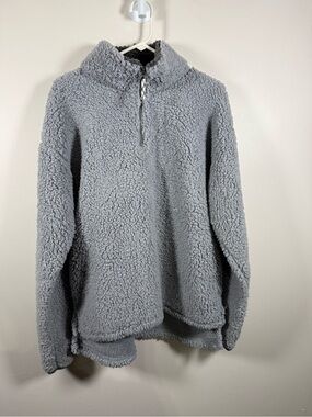 SO Women’s Light Gray Sherpa Zip-Up Pullover